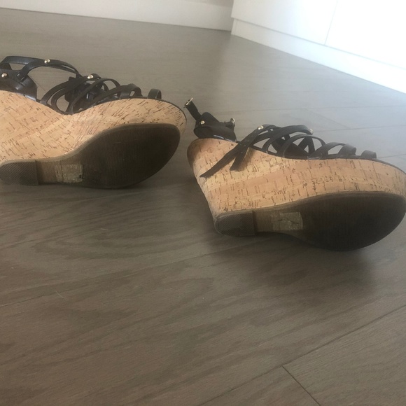 Black Gladiator Cork Wedge Sandal - Picture 6 of 6